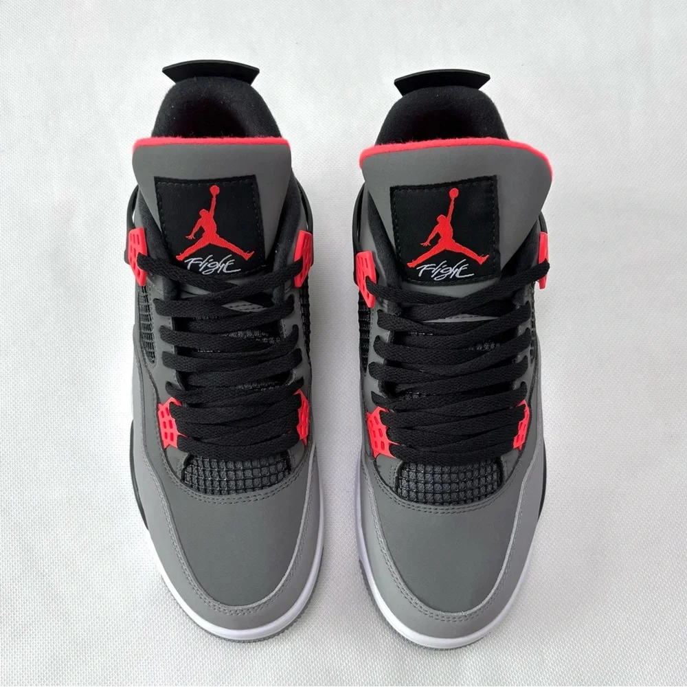 Jordan 4 Retro Infrared-Men’s Athletic Shoes in Gray, Black and Red - Picture 2 of 8